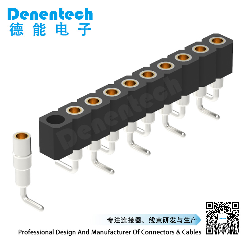 Denentech low price 2.00MM machined female header H2.80xW2.20 single row straight SMT type1 female stacking header